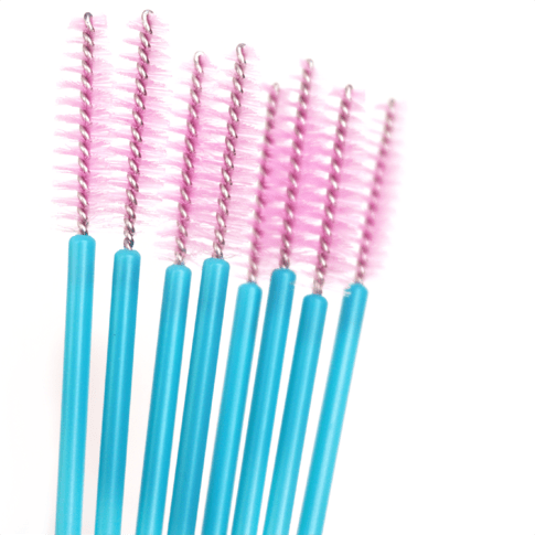 cepillos azules extensiones de pestañas (2) Cepillos desechables azules para peinar y separar extensiones de pestañas