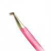 Pinza Swan dorada y rosa para extensiones de pestañas, diseñada para técnica de volumen ruso.