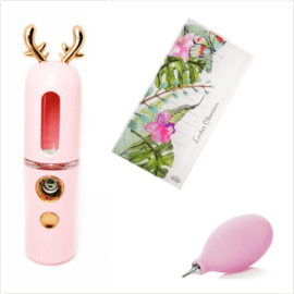 Accesorios variados para trabajar y mantener extensiones de pestañas.