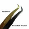 Pinza Swan Black para extensiones de pestañas, herramienta profesional para técnica de volumen ruso