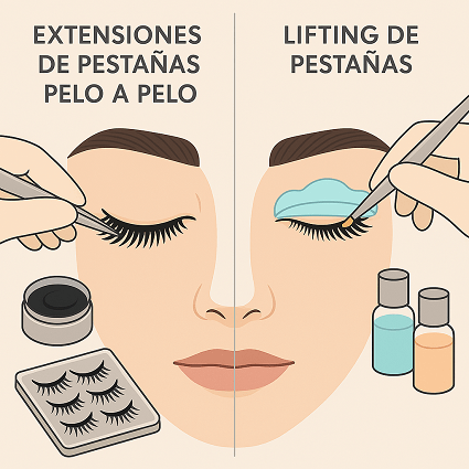 diferencias entre protocolo extensiones de pestañas y lifting de pestañas